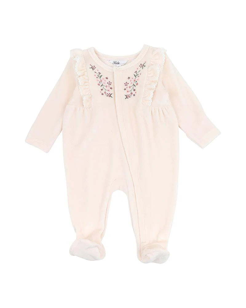 Bebe By Minihaha / Flossy Embroidered Velour Romper