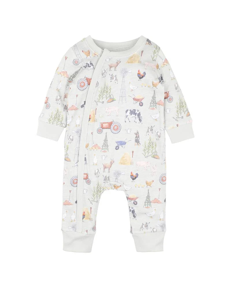 Bebe By Minihaha / Chester Print LS Zip Romper