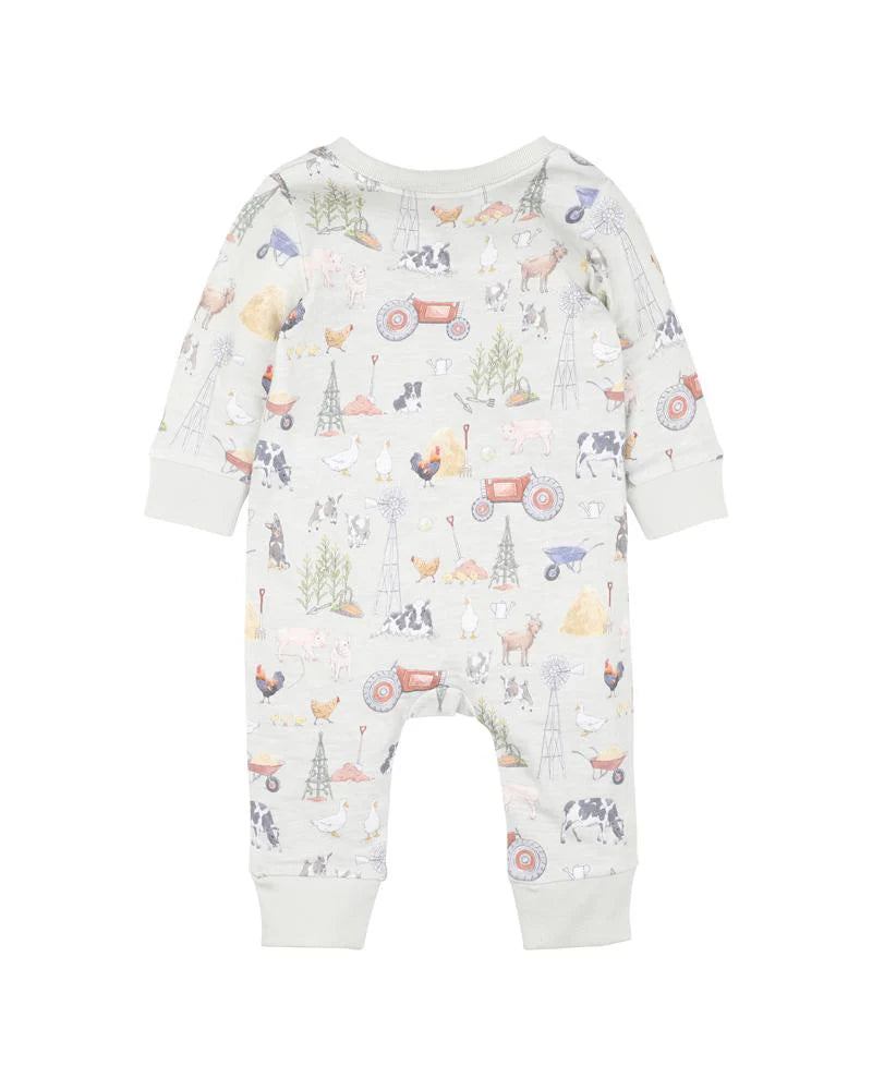Bebe By Minihaha / Chester Print LS Zip Romper