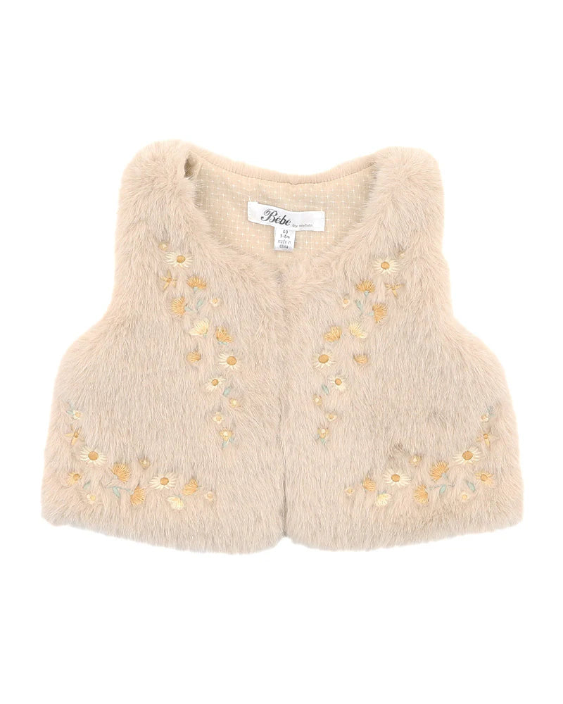 Bebe By Minihaha / Winnie Embroidered Faux Fur Vest
