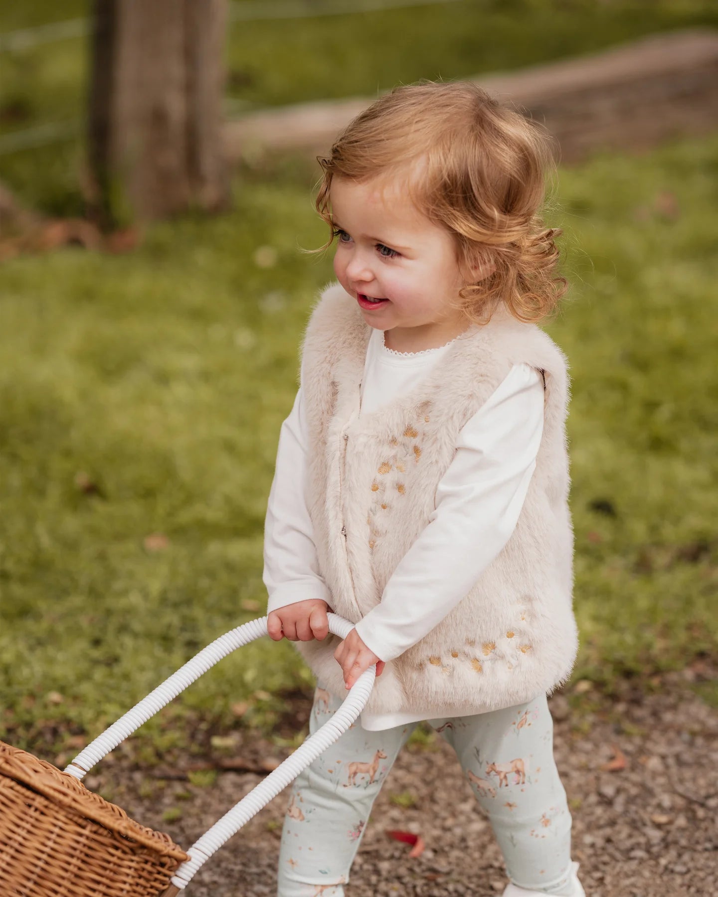 Bebe By Minihaha / Winnie Embroidered Faux Fur Vest