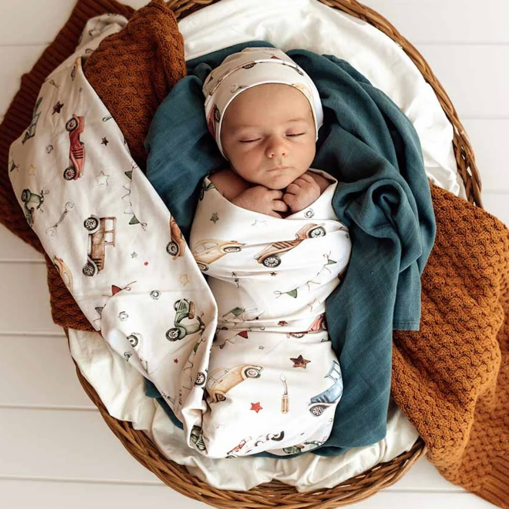 Snuggle Hunny / Jersey Wrap Set - Vintage Cars