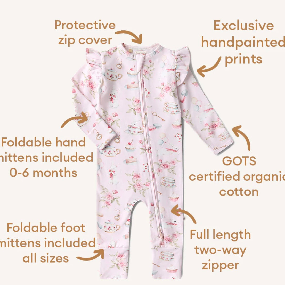 Snuggle Hunny / Snugglesuit Convertible Romper - Alice's Tea Party