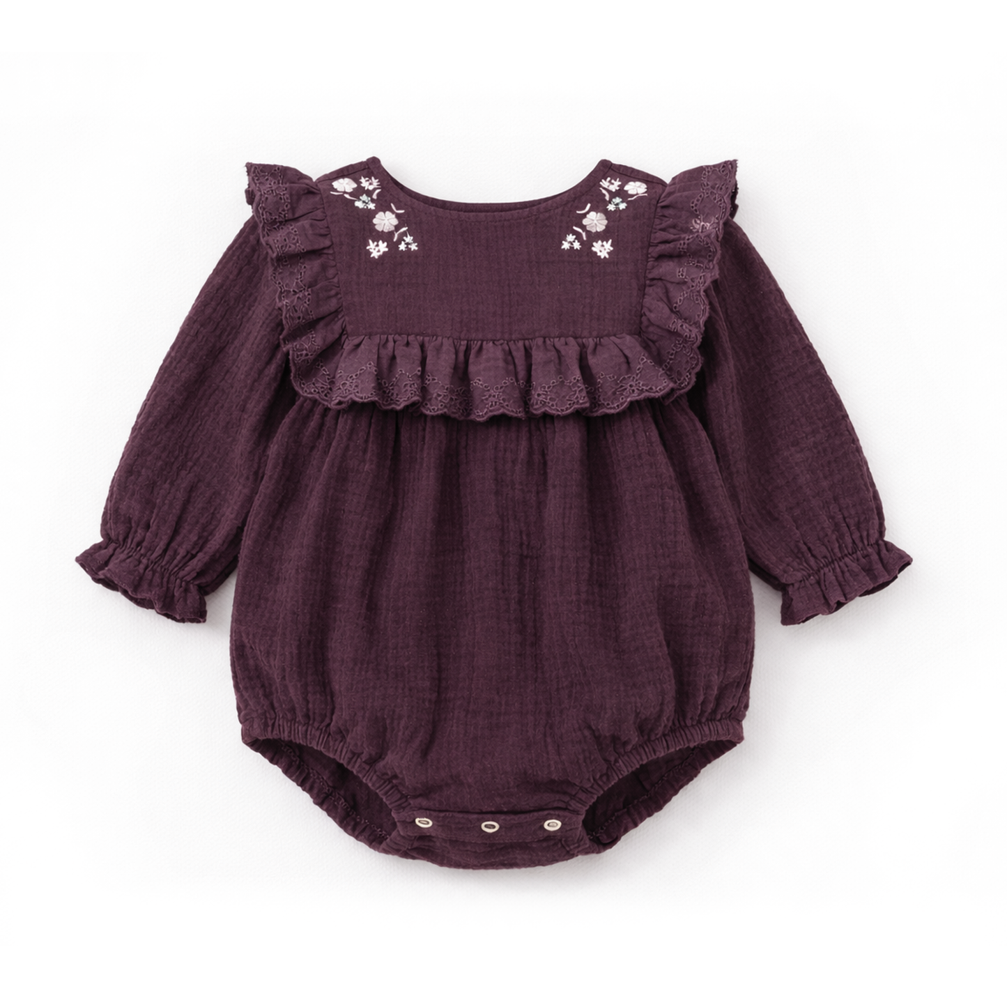 Aster & Oak / Plum Floral Muslin Romper