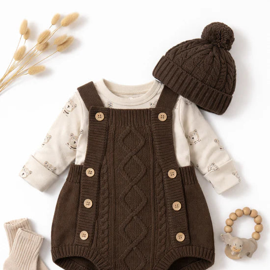 Aster & Oak / Espresso Cable Knit Romper