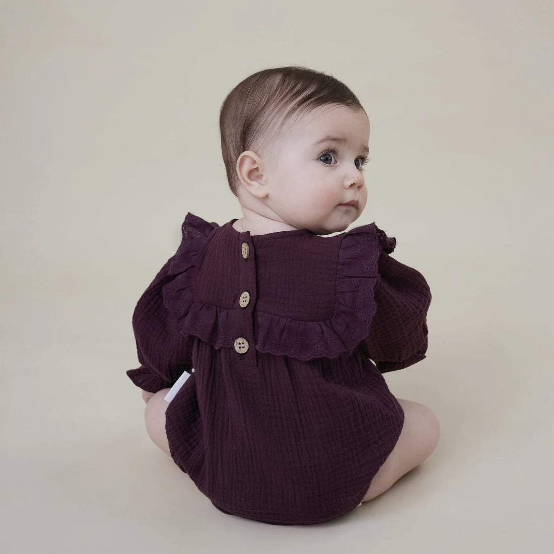 Aster & Oak / Plum Floral Muslin Romper