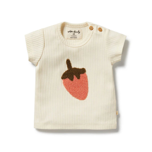 Wilson & Frenchy / Strawberry Kisses Embroidered Organic Tee