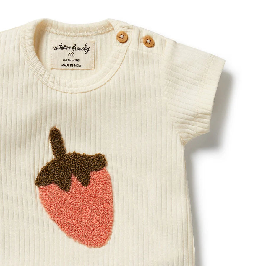 Wilson & Frenchy / Strawberry Kisses Embroidered Organic Tee