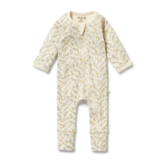 Wilson & Frenchy / Lemon Leaf Organic Zipsuit with Feet