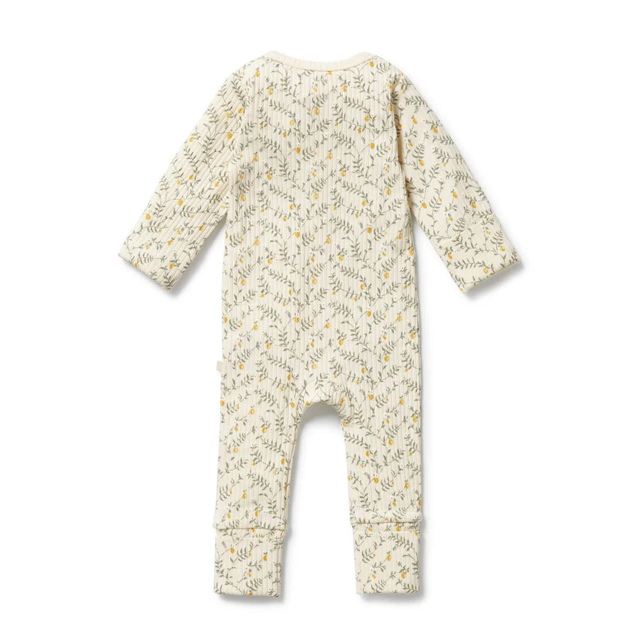 Wilson & Frenchy / Lemon Leaf Organic Zipsuit with Feet
