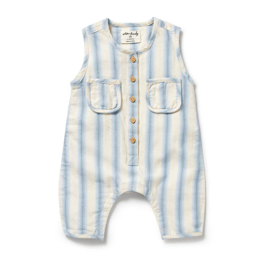 Wilson & Frenchy / Deep Blue Stripe Organic Growsuit