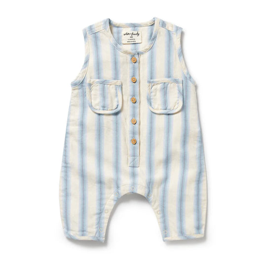 Wilson & Frenchy / Deep Blue Stripe Organic Growsuit