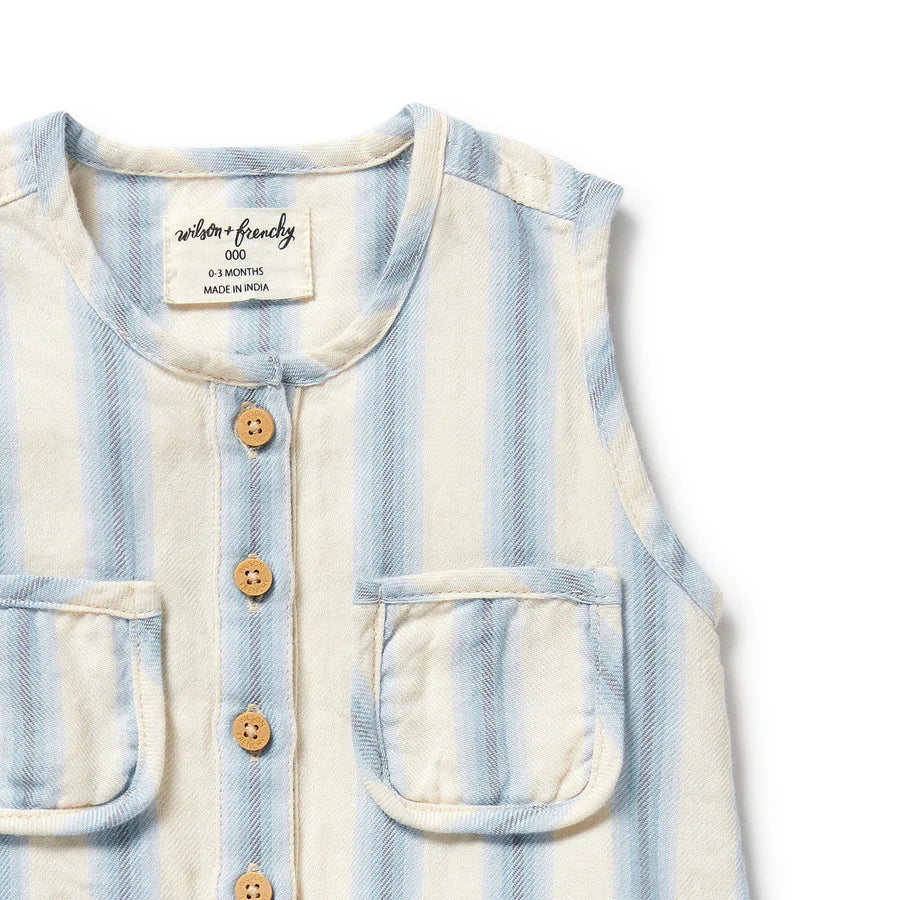 Wilson & Frenchy / Deep Blue Stripe Organic Growsuit