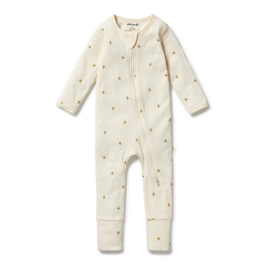 Wilson & Frenchy / Bee Mine Organic Zipsuit with Feet