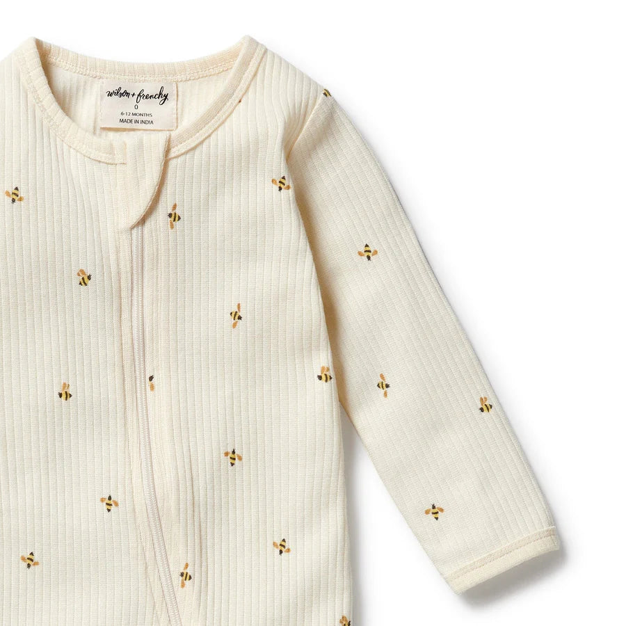 Wilson & Frenchy / Bee Mine Organic Zipsuit with Feet
