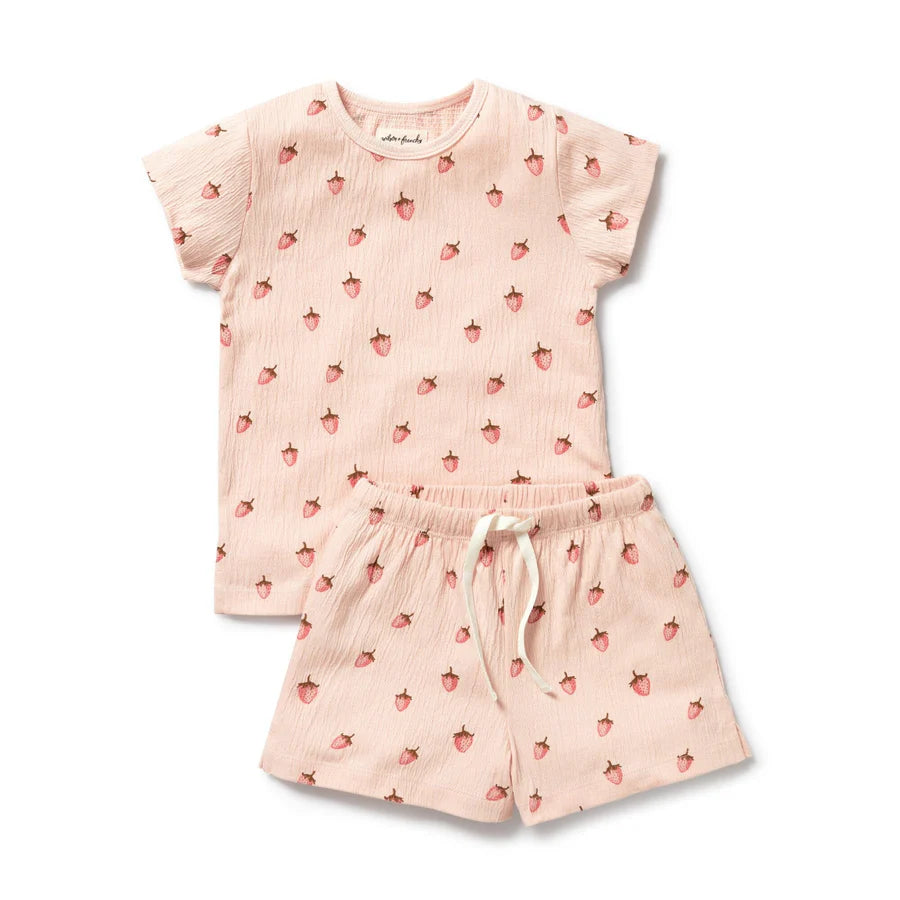 Wilson & Frenchy / Strawberry Kisses Organic Short Sleeved Pyjamas