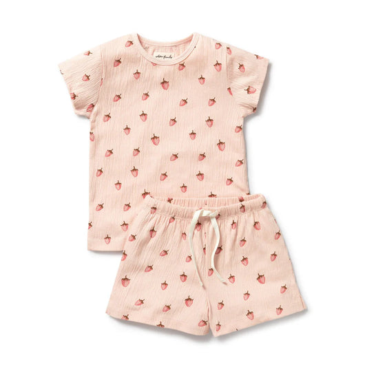 Wilson & Frenchy / Strawberry Kisses Organic Short Sleeved Pyjamas