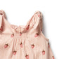 Wilson & Frenchy / Strawberry Kisses Organic Tie Playsuit