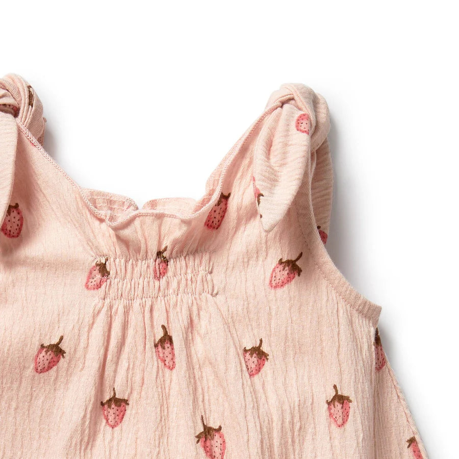 Wilson & Frenchy / Strawberry Kisses Organic Tie Playsuit