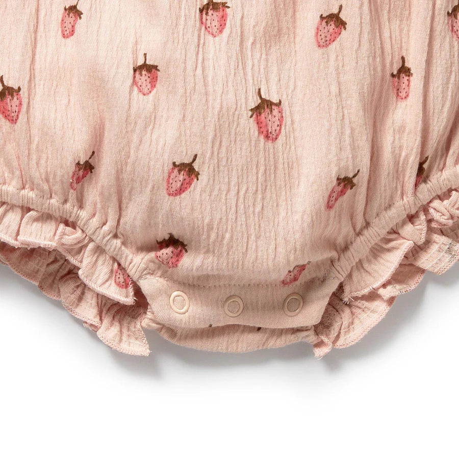 Wilson & Frenchy / Strawberry Kisses Organic Tie Playsuit