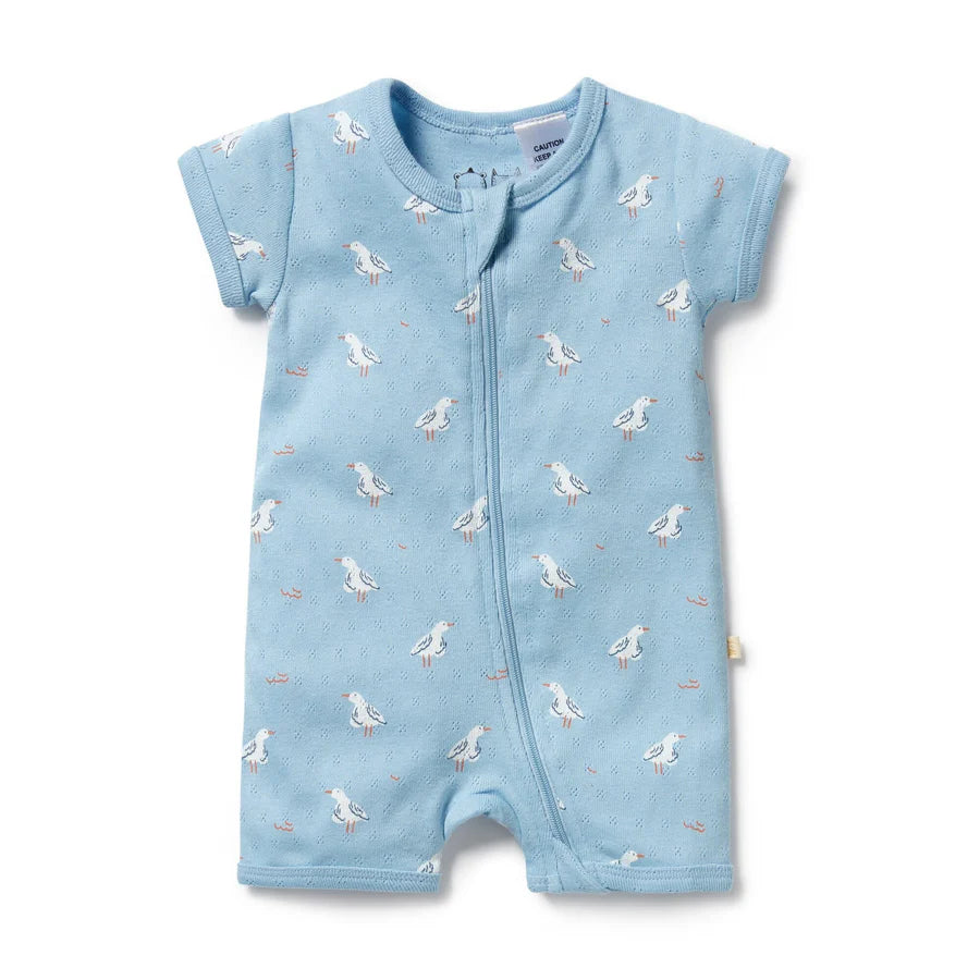Wilson & Frenchy / Sunny Seagulls Organic Pointelle Boyleg Zipsuit