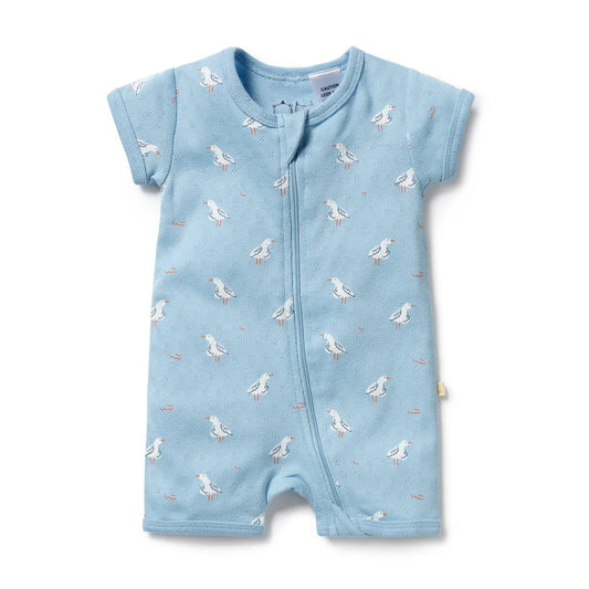 Wilson & Frenchy / Sunny Seagulls Organic Pointelle Boyleg Zipsuit