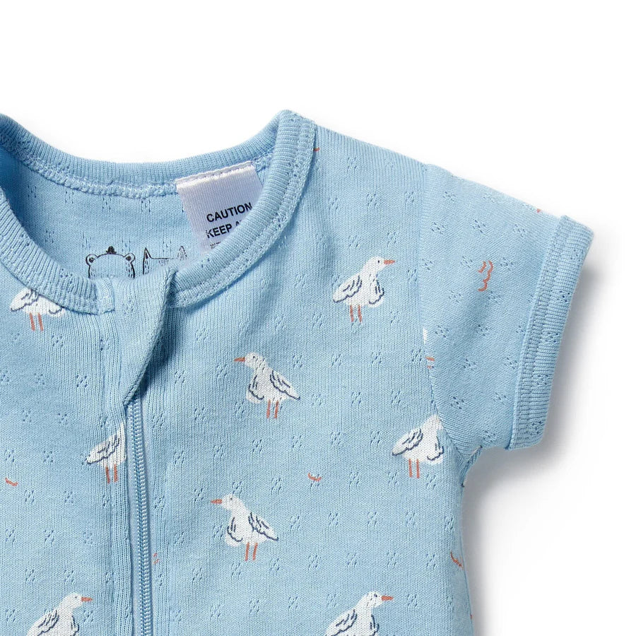Wilson & Frenchy / Sunny Seagulls Organic Pointelle Boyleg Zipsuit