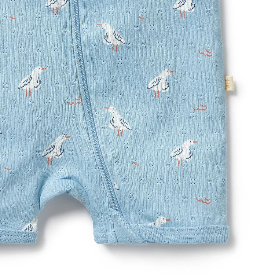 Wilson & Frenchy / Sunny Seagulls Organic Pointelle Boyleg Zipsuit