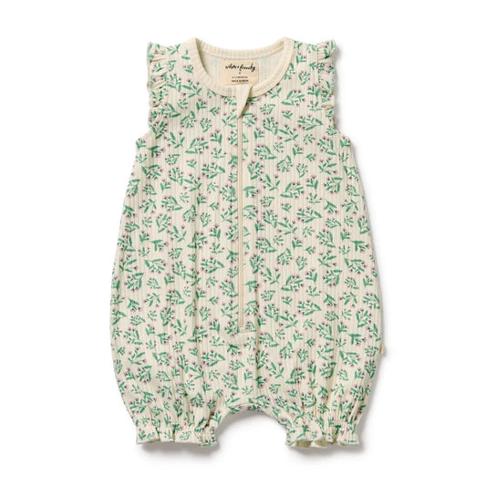 Wilson & Frenchy / Periwinkle Organic Ruffle Zipsuit