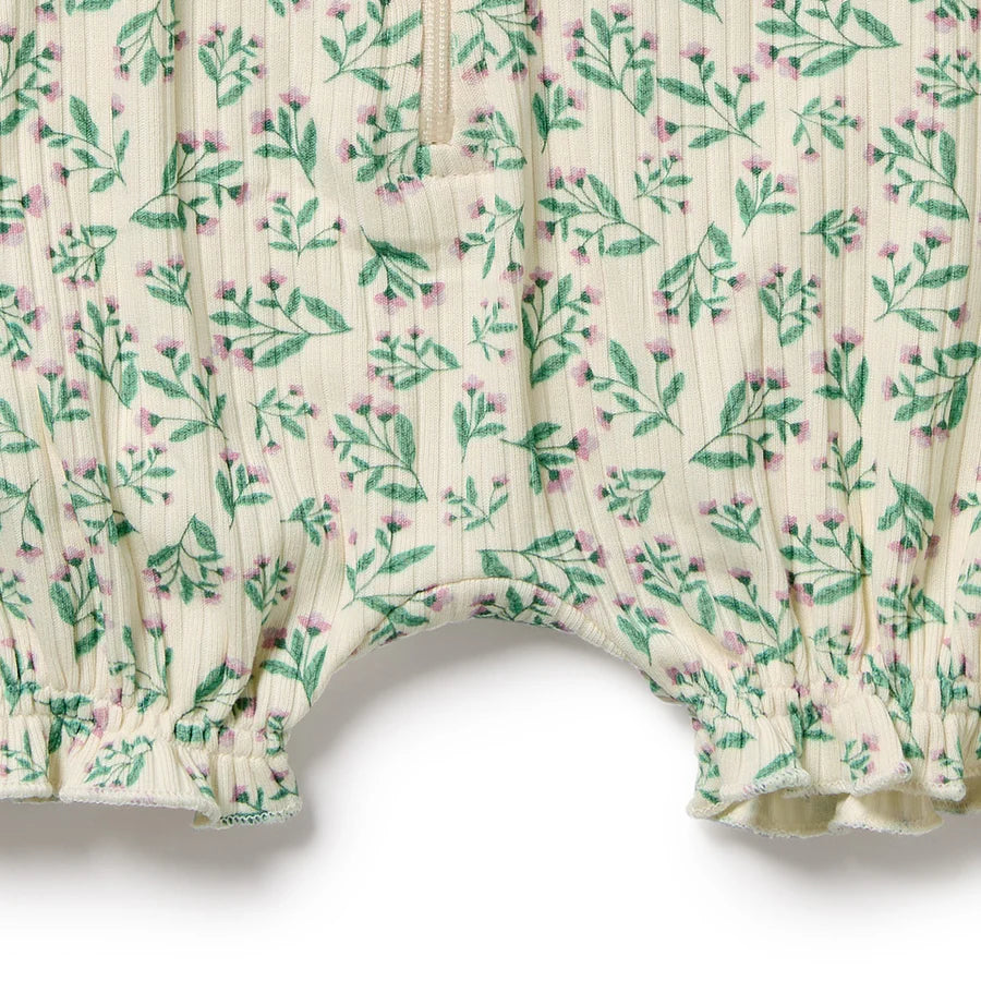 Wilson & Frenchy / Periwinkle Organic Ruffle Zipsuit