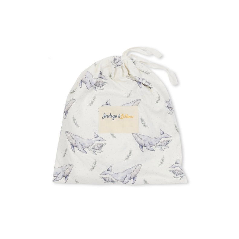 Indigo & Lellow / Cot Sheets - Whale