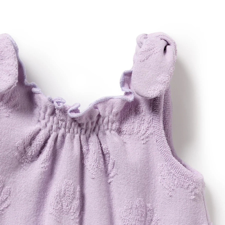 Wilson & Frenchy / Lavender Shells Organic Terry Tie Playsuit