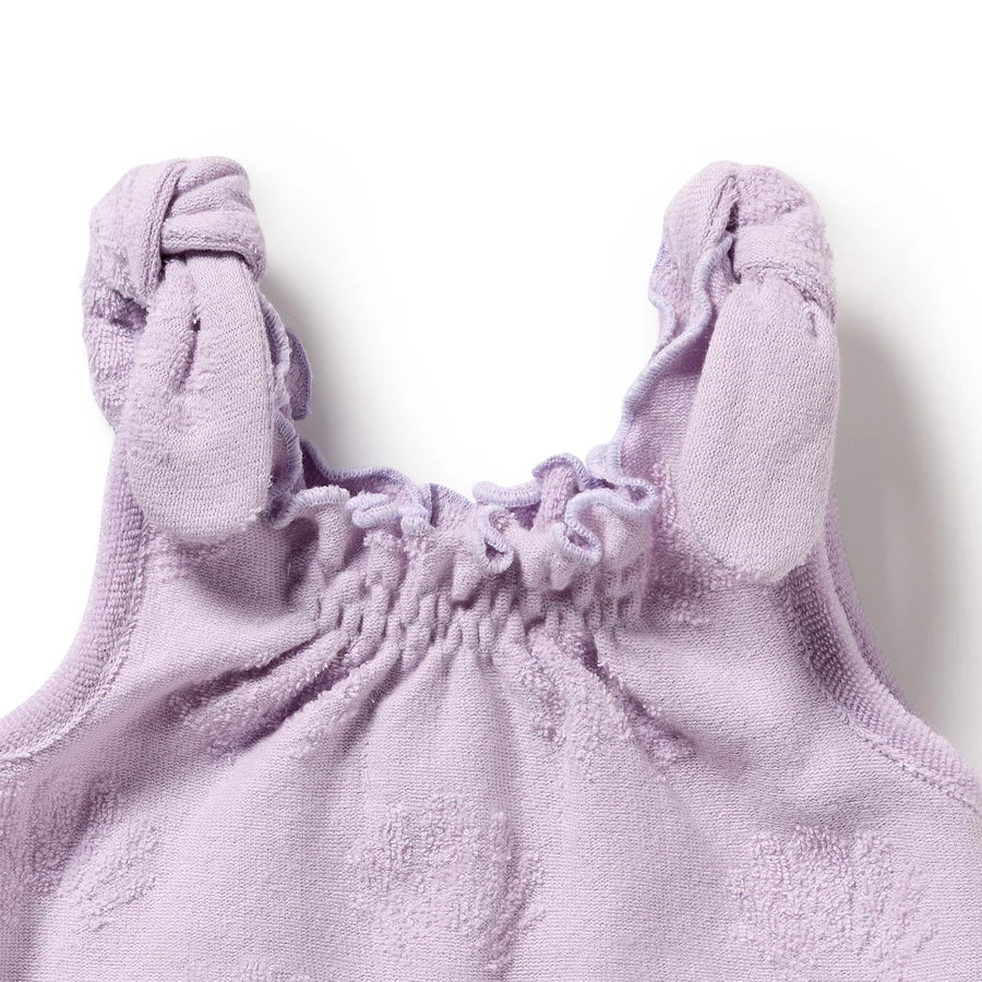 Wilson & Frenchy / Lavender Shells Organic Terry Tie Playsuit