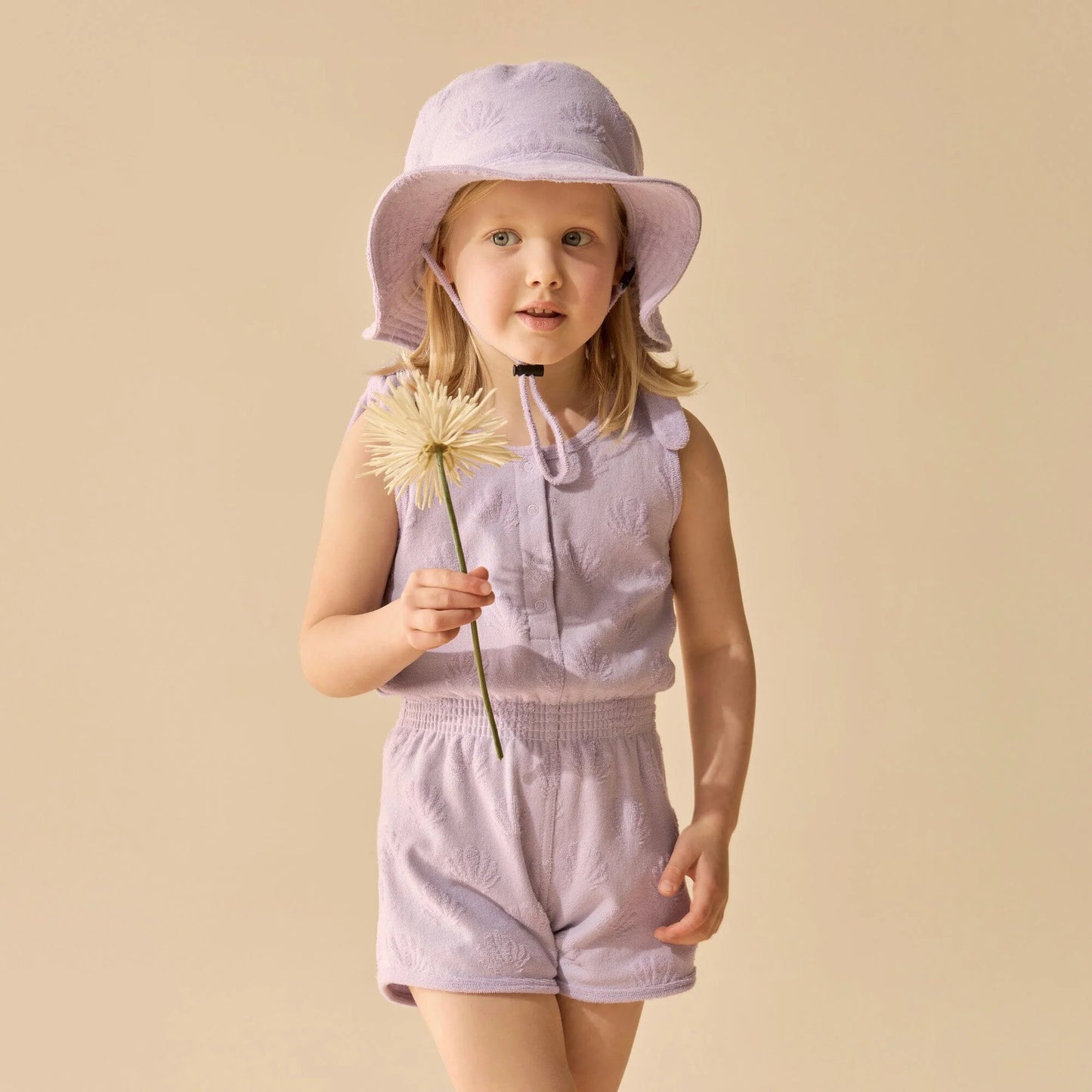 Wilson & Frenchy / Lavender Shells Organic Terry Playsuit