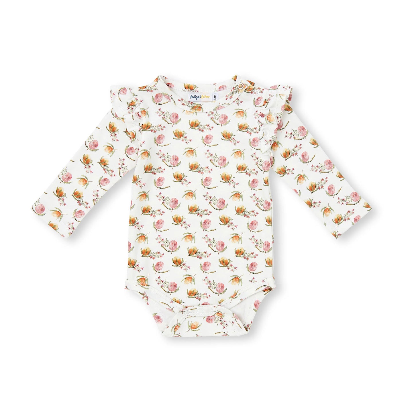 Indigo & Lellow / Bodysuit / LS Ruffle / Banksia