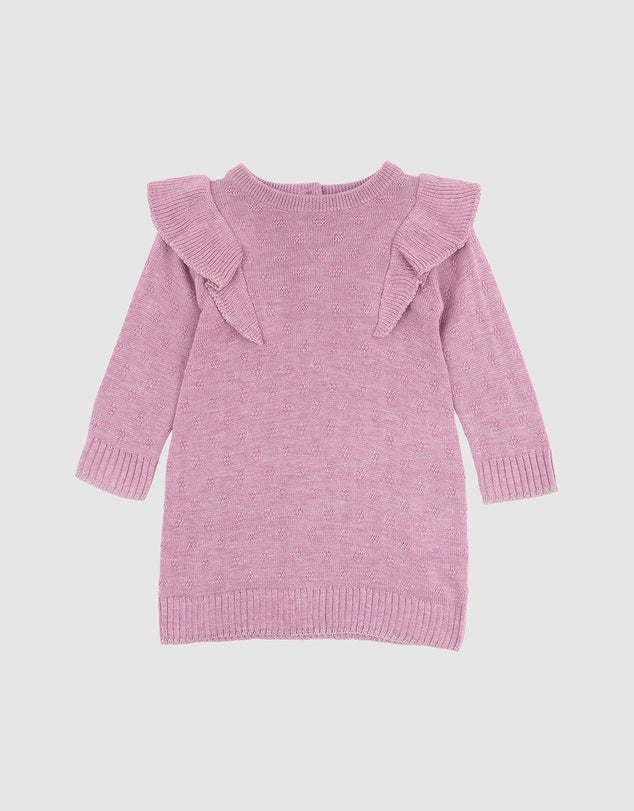 Bebe By Minihaha / Pointelle Knitted Dress - Dark Lilac