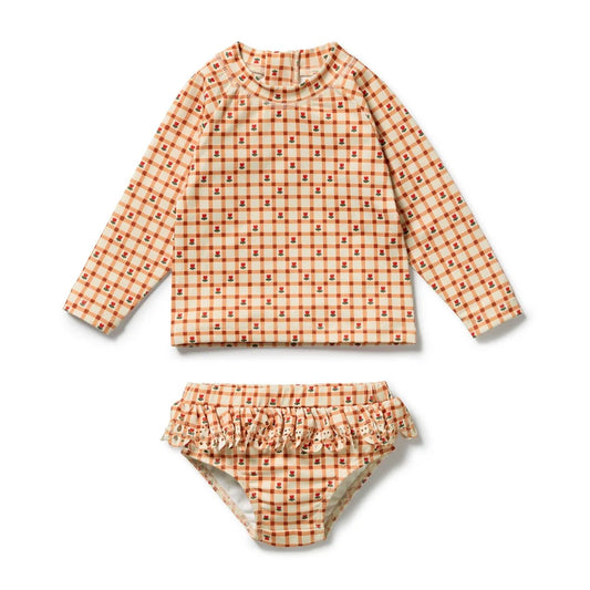 Wilson & Frenchy / Checkerberry Cutwork Rashie Swimset