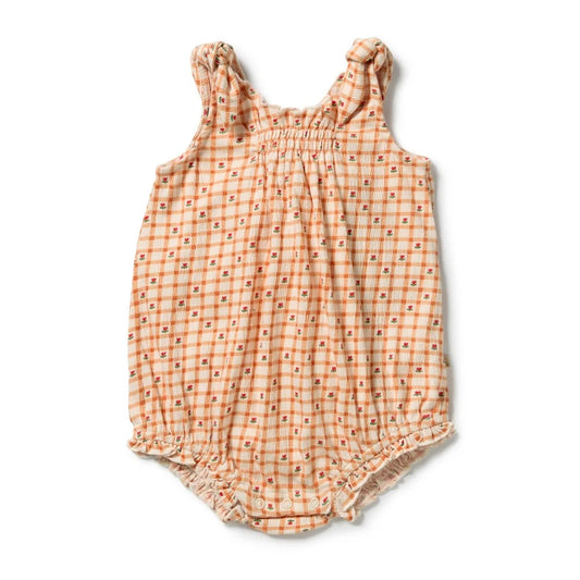 Wilson & Frenchy / Checkerberry Organic Crinkle Tie Playsuit