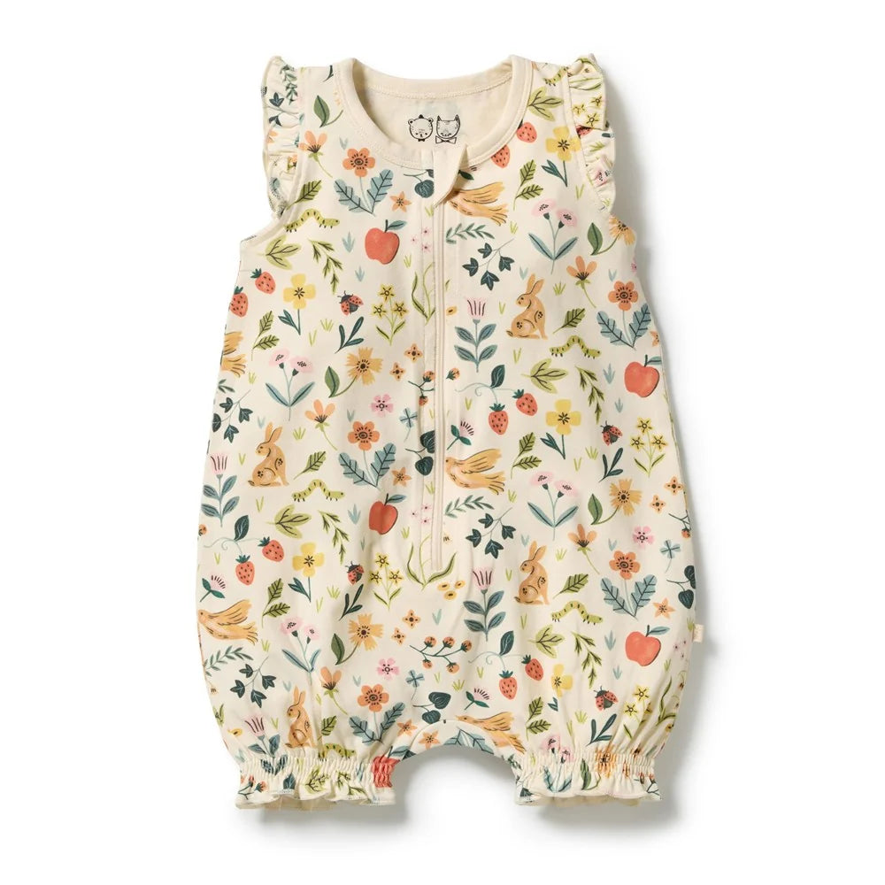 Wilson & Frenchy / Summer Garden Organic Ruffle Zipsuit