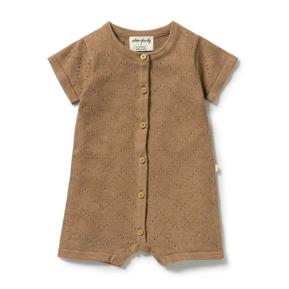 Wilson & Frenchy / Ginger Snap Organic Knitted Pointelle Growsuit