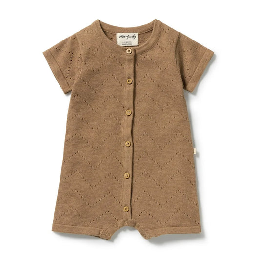 Wilson & Frenchy / Ginger Snap Organic Knitted Pointelle Growsuit