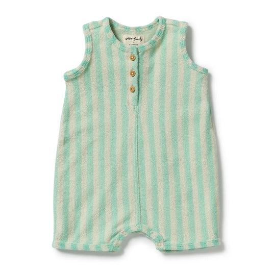 Wilson & Frenchy / Seafoam Stripe Organic Terry Growsuit