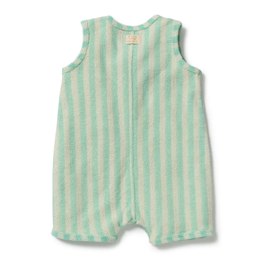 Wilson & Frenchy / Seafoam Stripe Organic Terry Growsuit