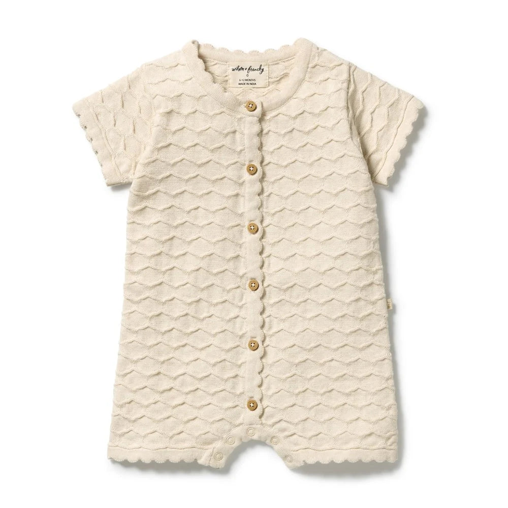 Wilson & Frenchy / Milk Cloud Organic Knitted Chevron Growsuit
