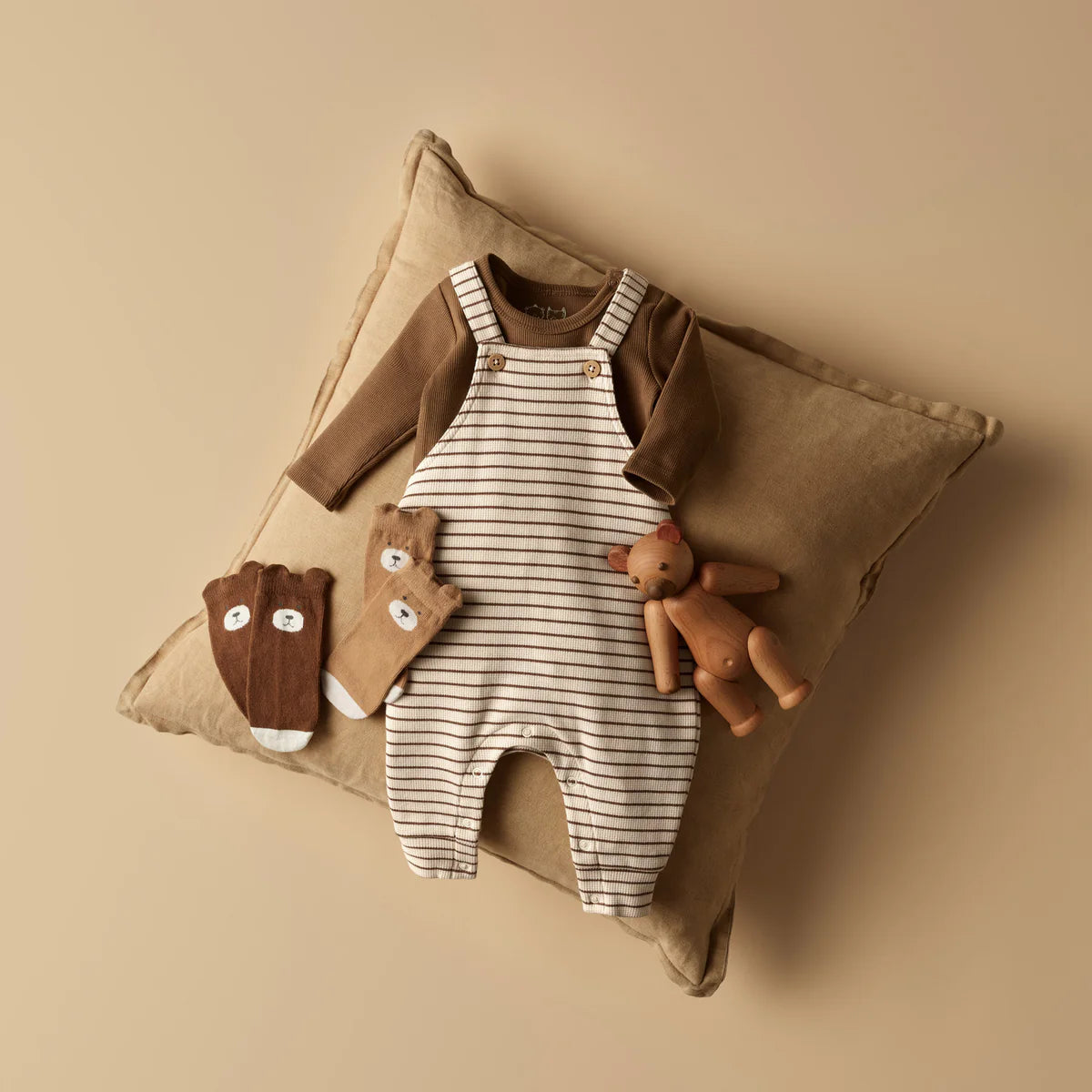 Wilson & Frenchy / Nutmeg Stripe Organic Waffle Overall