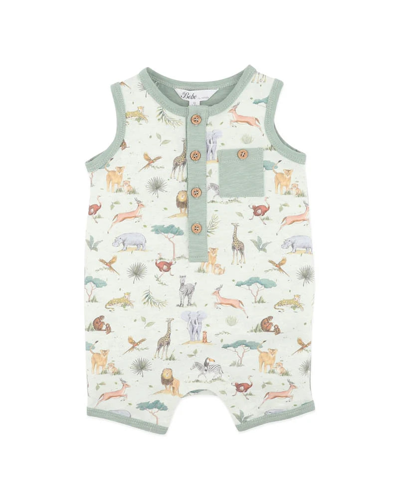 Bebe By Minihaha / Sway Print Elephant Romper