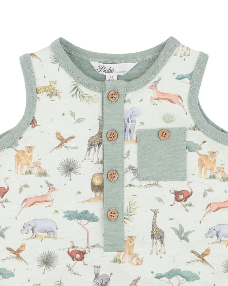 Bebe By Minihaha / Sway Print Elephant Romper