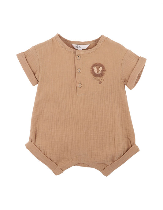 Bebe By Minihaha / Sway Textured Embroidered Lion Romper
