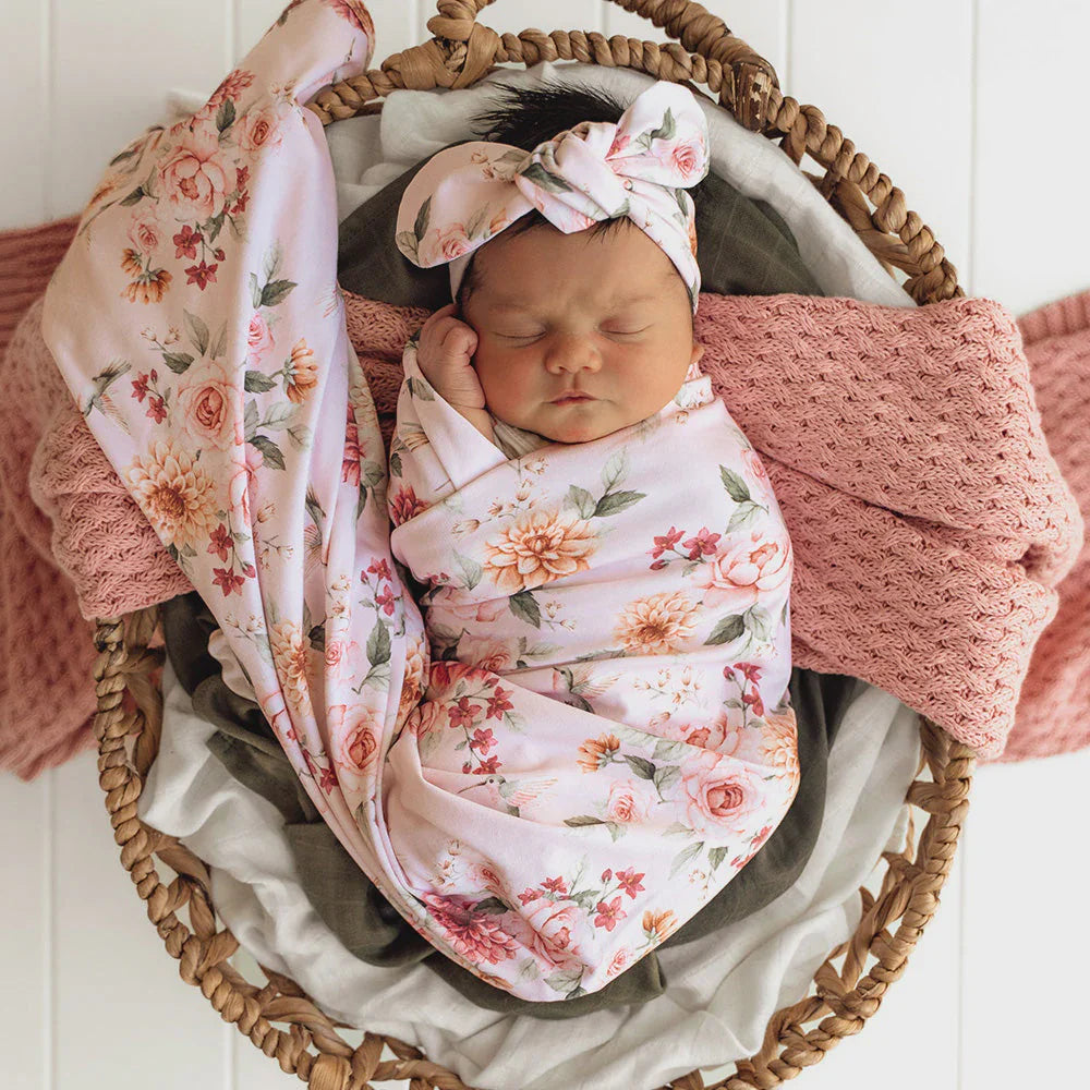 Snuggle Hunny / Jersey Wrap Set - Birds & Blooms