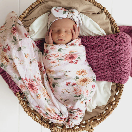 Snuggle Hunny / Organic Muslin Wrap - Birds & Blooms